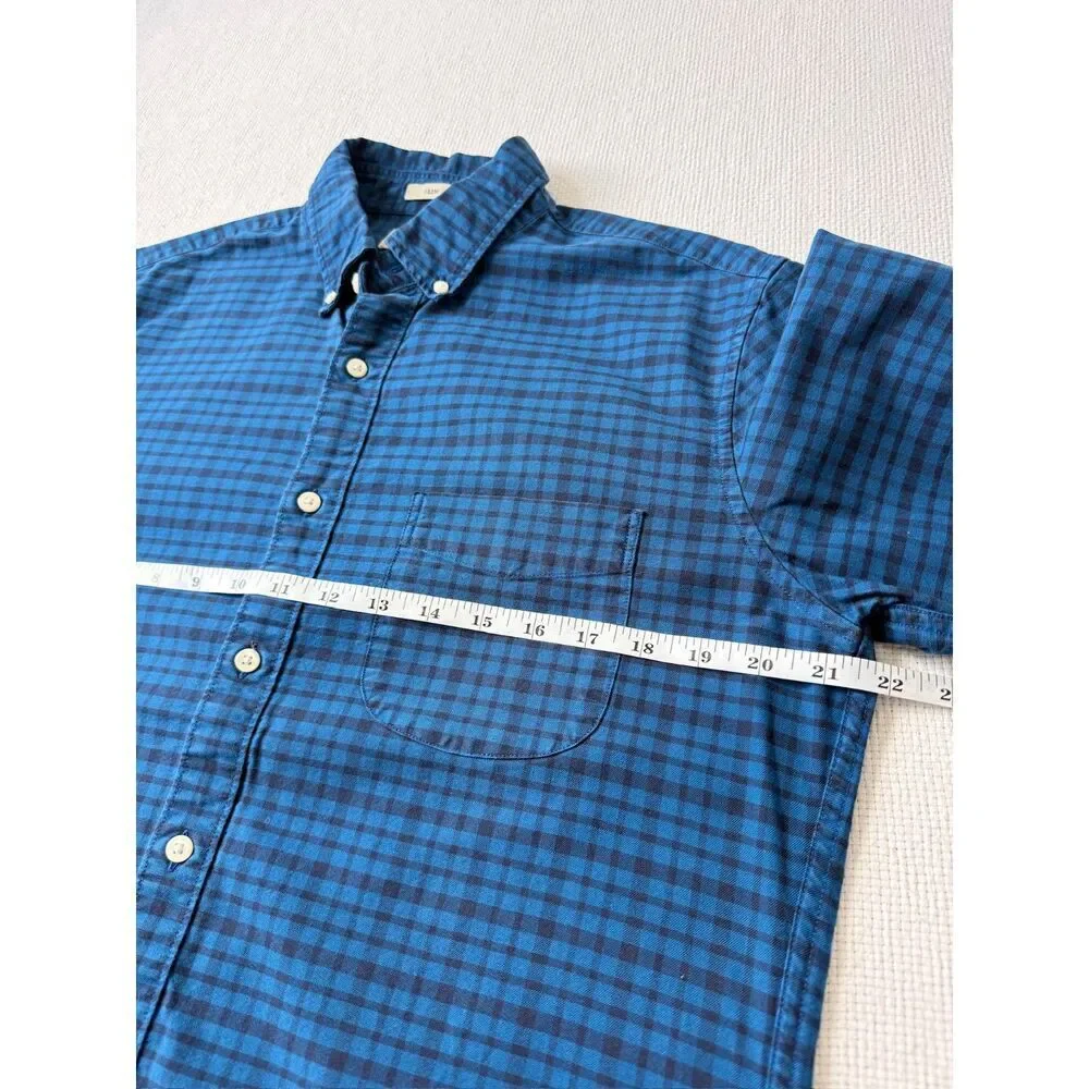 J.Crew Slim American Pima Cotton Blue Check Button Shirt Men's M